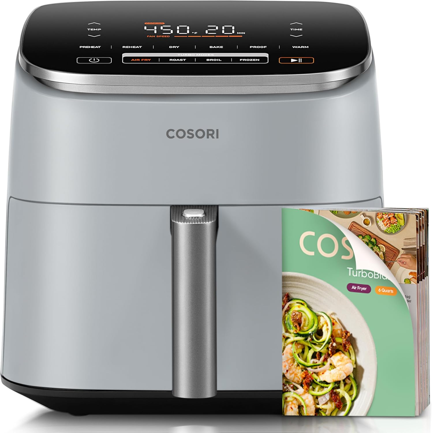 6 Qt Turbo Air Fryer, 9-in-1 Electric Air Fryer with PFAS-Free Ceramic Coating, Precise Heating, Air Fry, Roast, Bake, Broil, Dry, Reheat & Keep Warm