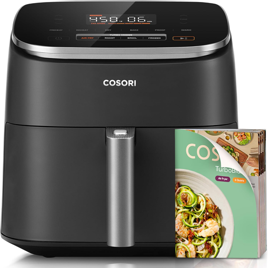 6 Qt Turbo Air Fryer, 9-in-1 Electric Air Fryer with PFAS-Free Ceramic Coating, Precise Heating, Air Fry, Roast, Bake, Broil, Dry, Reheat & Keep Warm