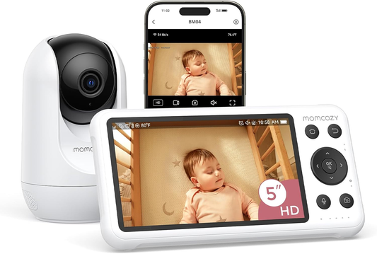 5" 1080P Baby Monitor with Camera, Cry Detection, Night Vision, Two-Way Audio & Long Battery Life