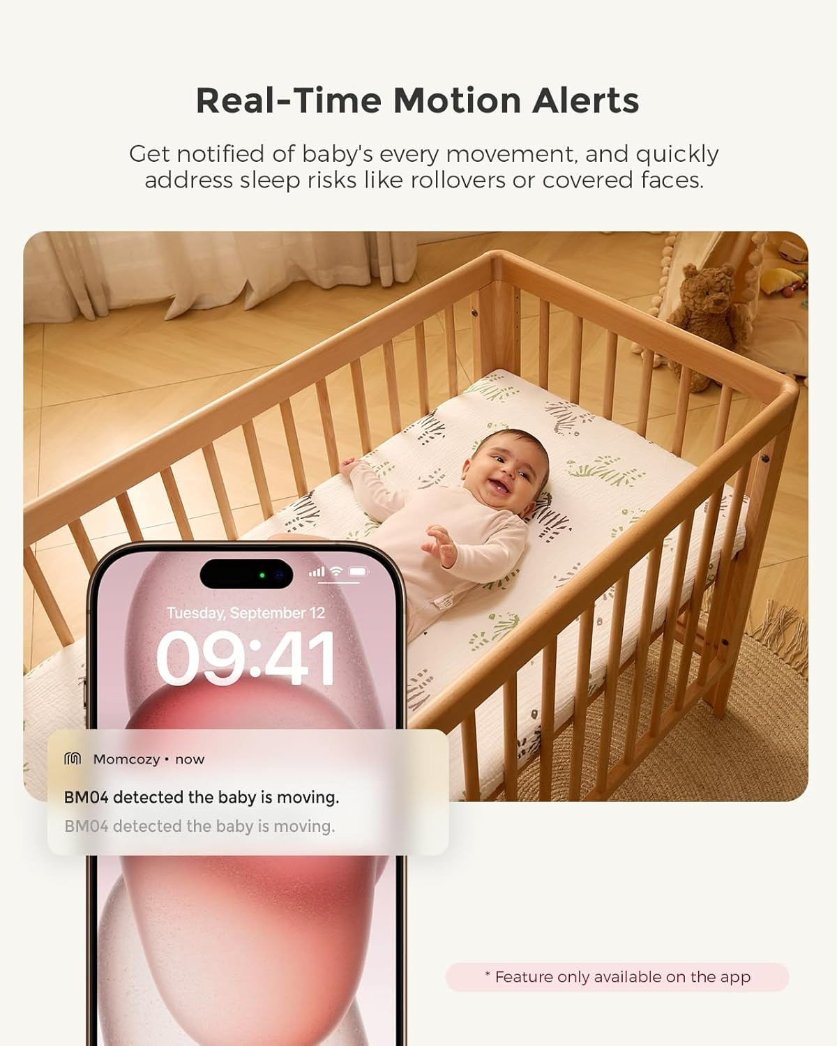 5" 1080P Baby Monitor with Camera, Cry Detection, Night Vision, Two-Way Audio & Long Battery Life