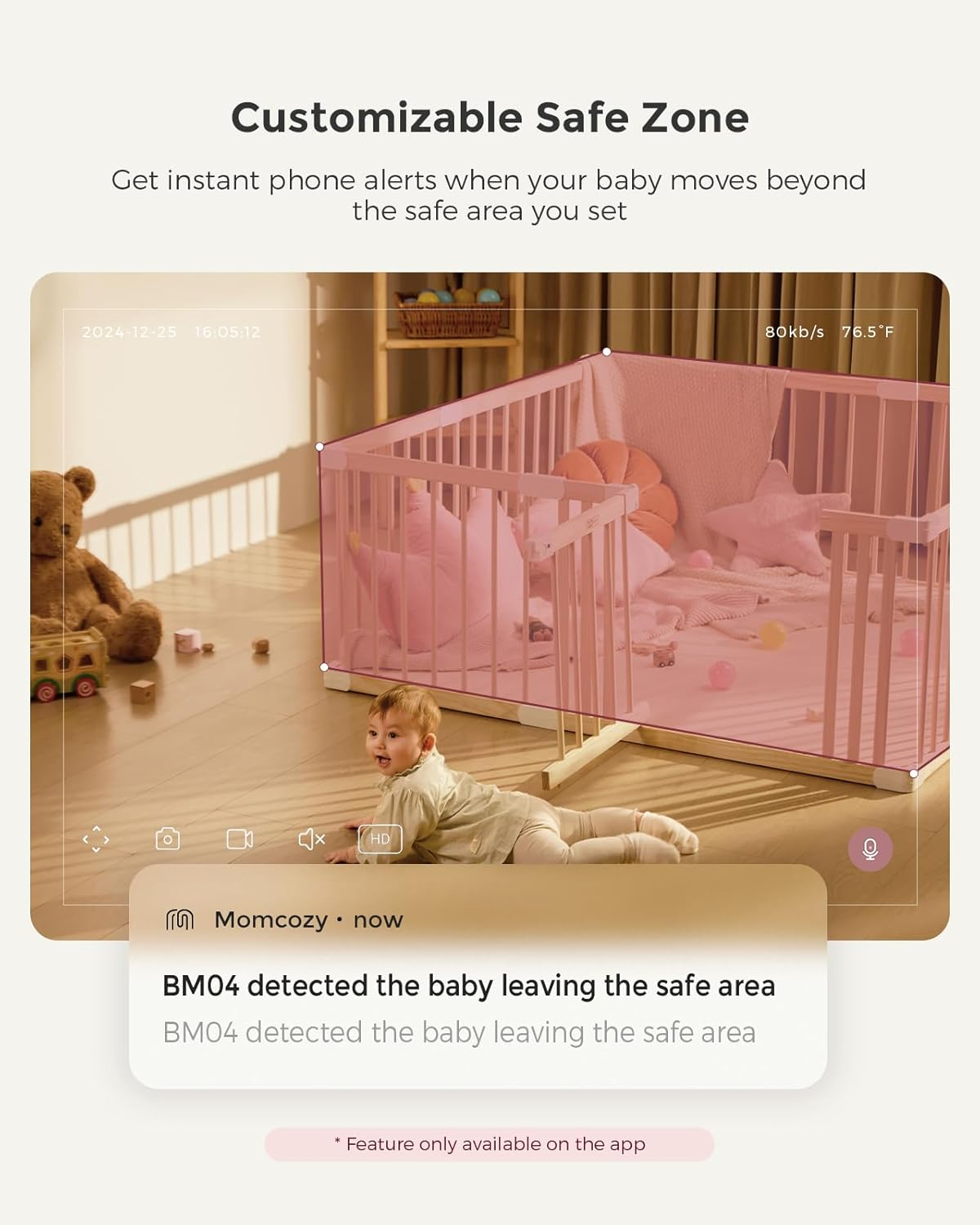5" 1080P Baby Monitor with Camera, Cry Detection, Night Vision, Two-Way Audio & Long Battery Life