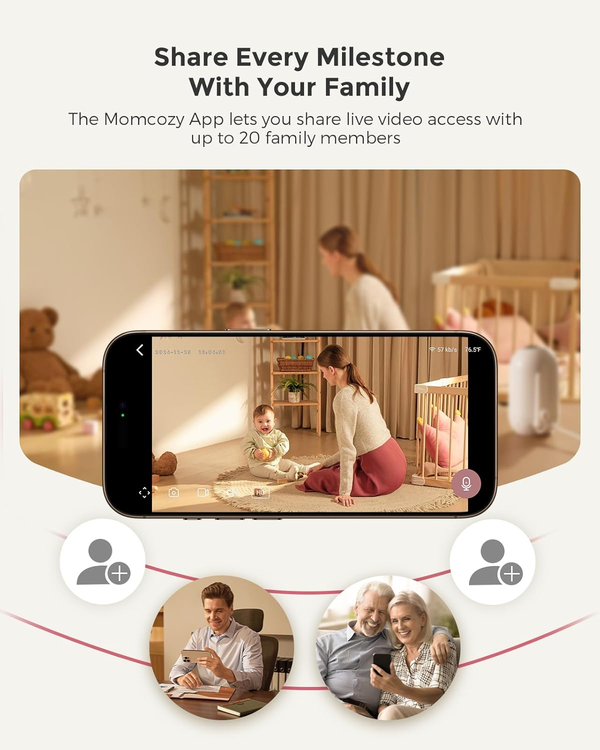5" 1080P Baby Monitor with Camera, Cry Detection, Night Vision, Two-Way Audio & Long Battery Life