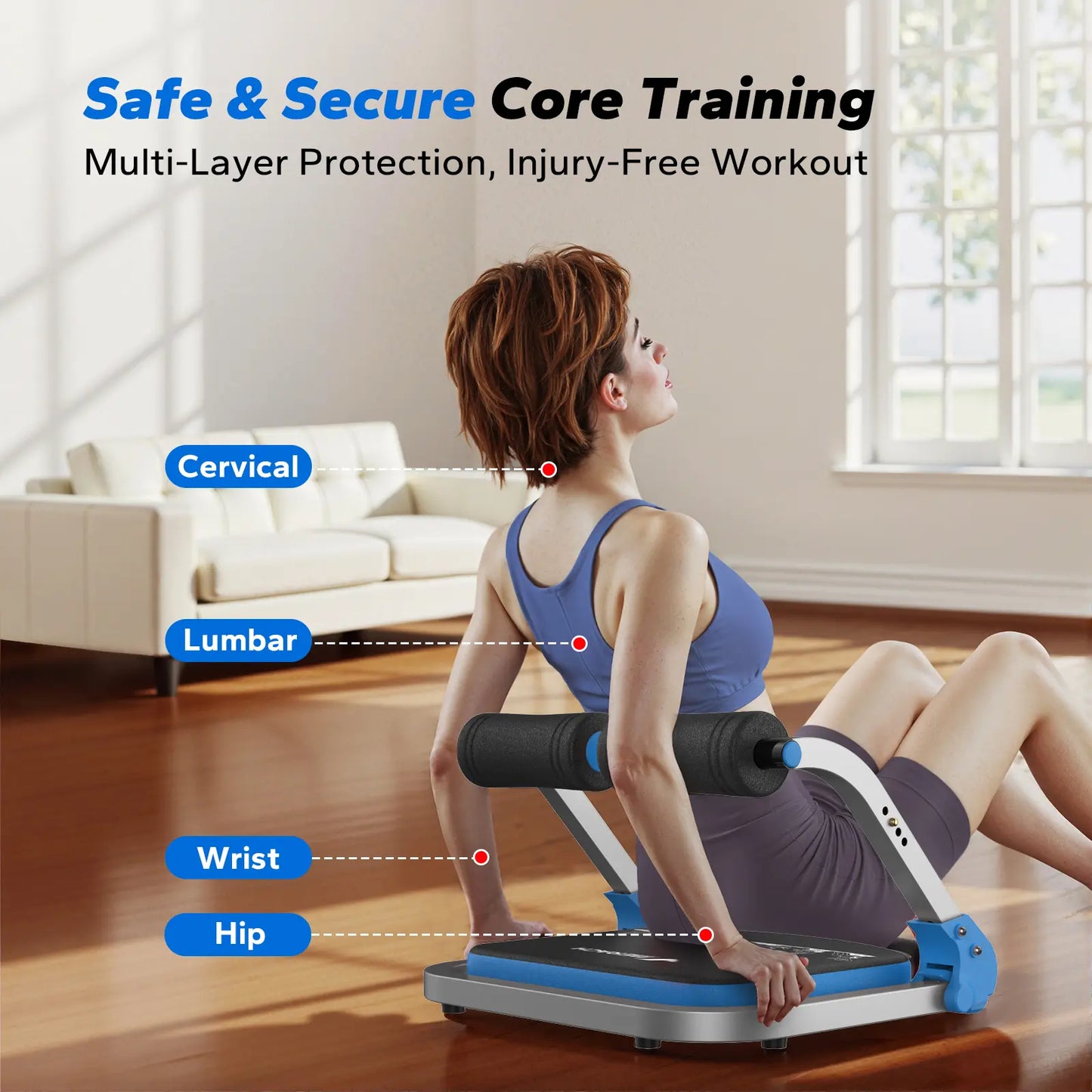 3-Gear Roll-Up Ab Crunch Equipment, Space Saving Home Abdominal Workout Trainer