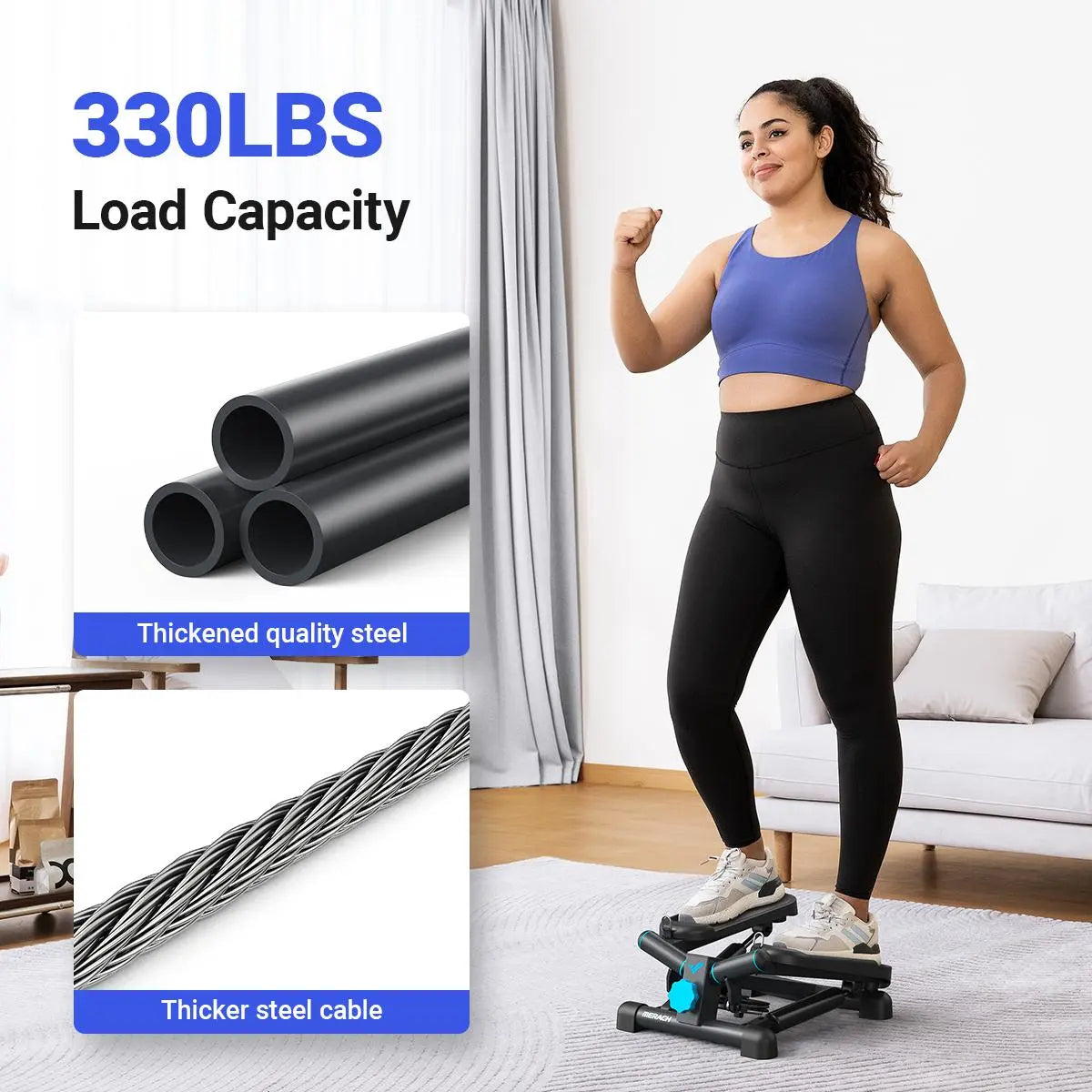Quiet Mini Exercise Stepper 330LBS, Compact Portable Home Cardio Trainer | Summervibes