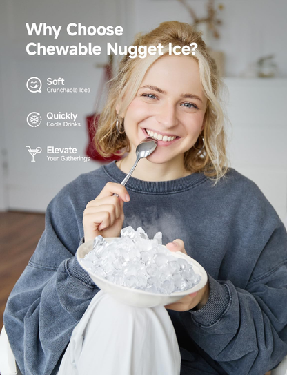 Countertop Nugget Ice Maker 40lbs/24H, Self-Cleaning Pebble Ice Machine for Home & Office