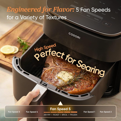 6 Qt Turbo Air Fryer, 9-in-1 Electric Air Fryer with PFAS-Free Ceramic Coating, Precise Heating, Air Fry, Roast, Bake, Broil, Dry, Reheat & Keep Warm