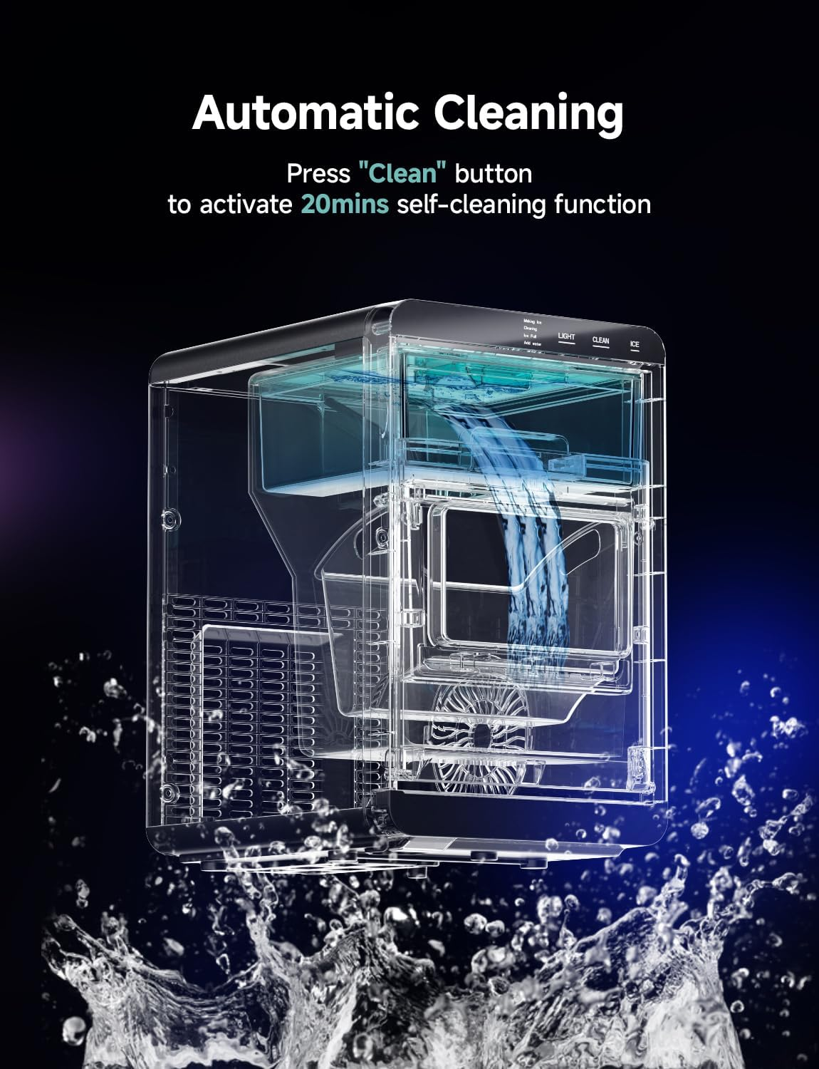 Countertop Nugget Ice Maker 40lbs/24H, Self-Cleaning Pebble Ice Machine for Home & Office