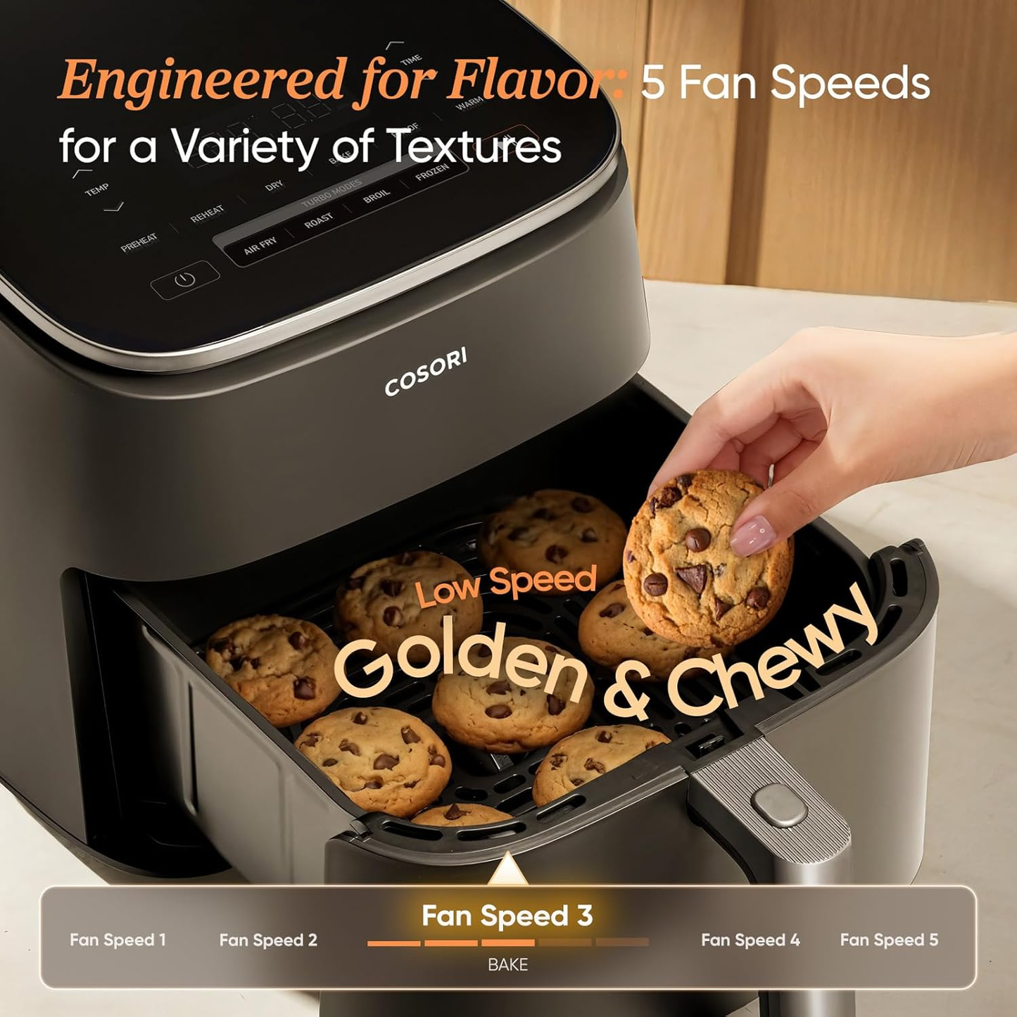 6 Qt Turbo Air Fryer, 9-in-1 Electric Air Fryer with PFAS-Free Ceramic Coating, Precise Heating, Air Fry, Roast, Bake, Broil, Dry, Reheat & Keep Warm