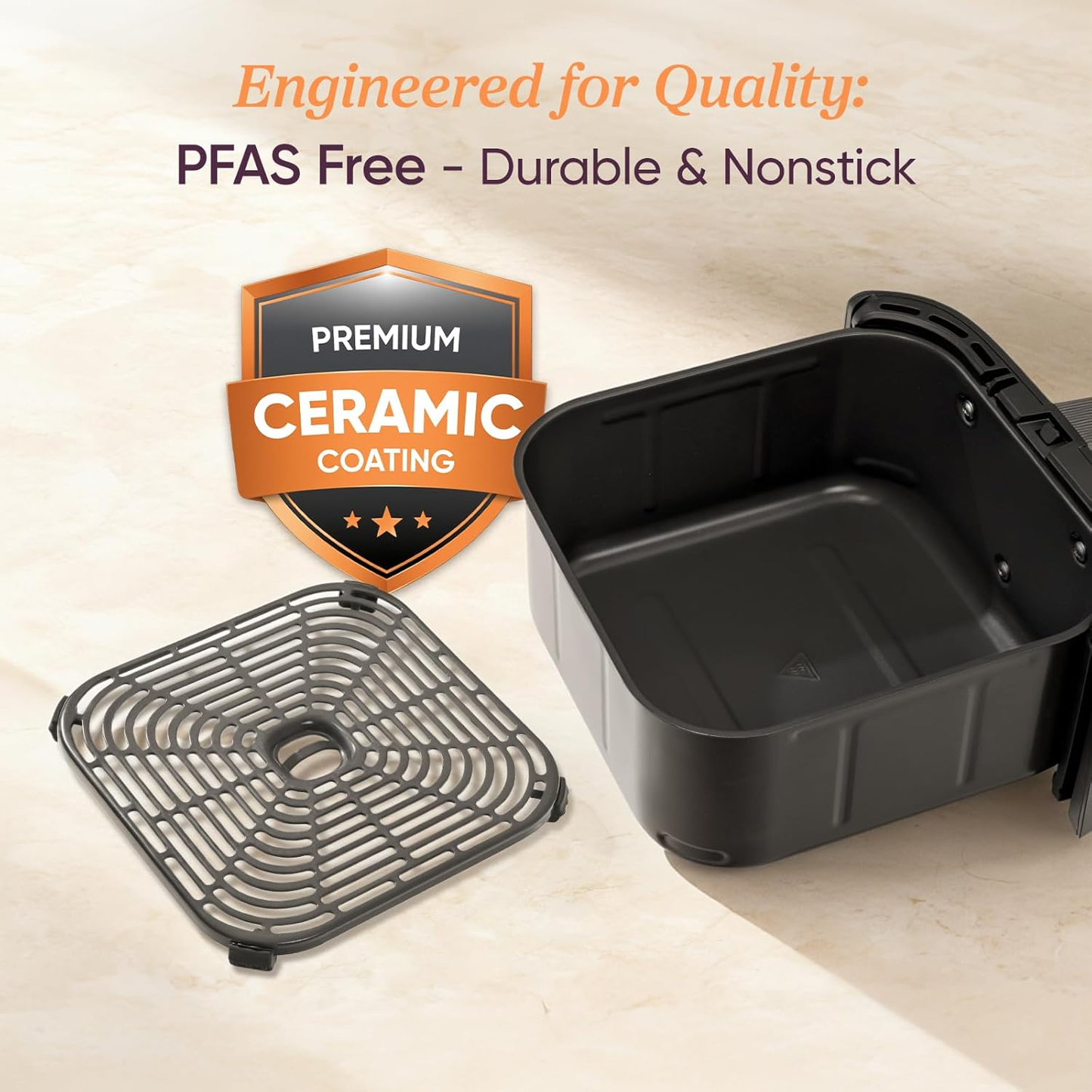 6 Qt Turbo Air Fryer, 9-in-1 Electric Air Fryer with PFAS-Free Ceramic Coating, Precise Heating, Air Fry, Roast, Bake, Broil, Dry, Reheat & Keep Warm