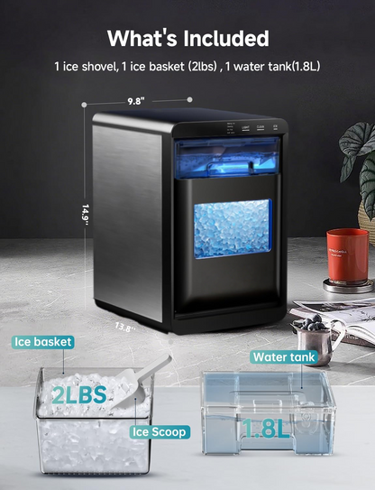 Countertop Nugget Ice Maker 40lbs/24H, Self-Cleaning Pebble Ice Machine for Home & Office