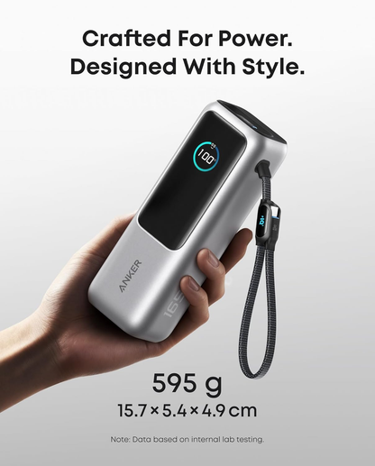 25,000mAh Laptop Power Bank, 165W Portable Charger with 3 USB-C Ports (100W Max Each), Built-in Retractable Cables, Flight-Approved Fast Charging for Laptop, Phone & USB-C Devices