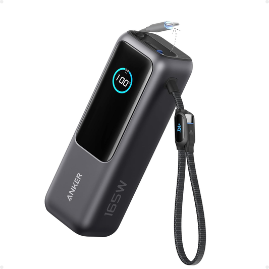 25,000mAh Laptop Power Bank, 165W Portable Charger with 3 USB-C Ports (100W Max Each), Built-in Retractable Cables, Flight-Approved Fast Charging for Laptop, Phone & USB-C Devices