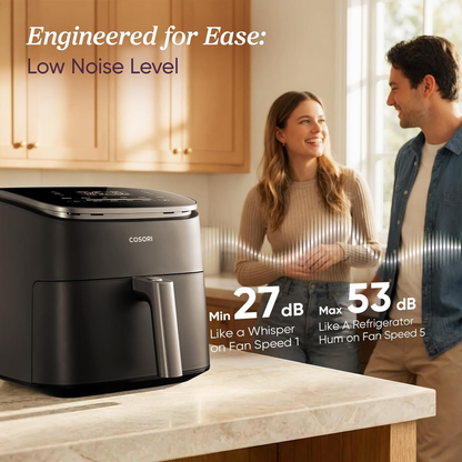 6 Qt Turbo Air Fryer, 9-in-1 Electric Air Fryer with PFAS-Free Ceramic Coating, Precise Heating, Air Fry, Roast, Bake, Broil, Dry, Reheat & Keep Warm